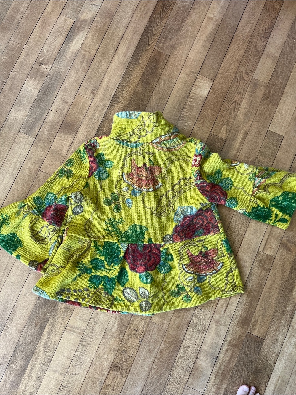 Yellow Floral Jacket with Ruffle Detail - Picture 7 of 10